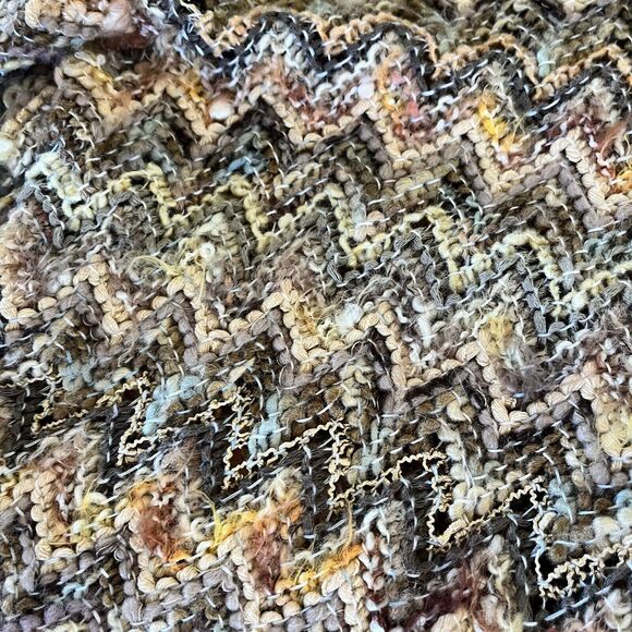 Vintage y2k Chunky Knit Long Cardigan Funky Fuzzy Zig Zag French Handmade - Picture 9 of 10